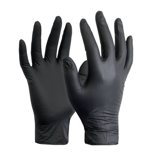 Basic Medical BLACK - Guantes de examen de nitrilo de 5 mil, sin látex y  sin polvo, NGPF-1044, gel limpiador de inodoro pequeño y Lysol Power, para